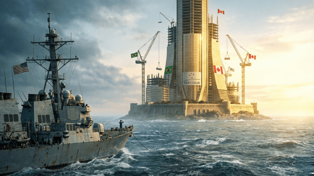 Navio militar e construção futurista.