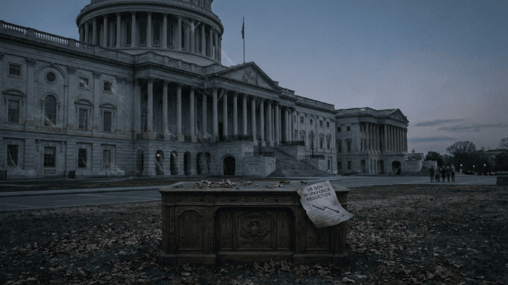 Mesa vazia diante do Capitólio.