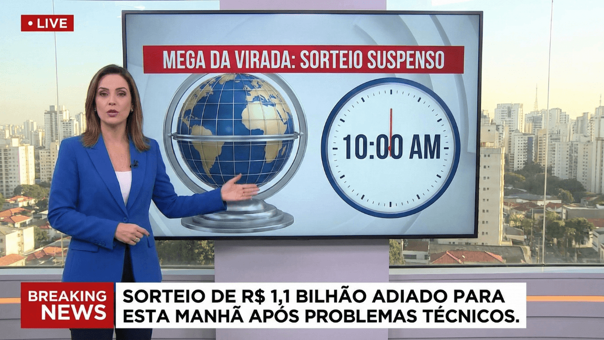 Mega da Virada Suspensa: Sorteio de R$ 1,1 bilhão é adiado para esta manhã
