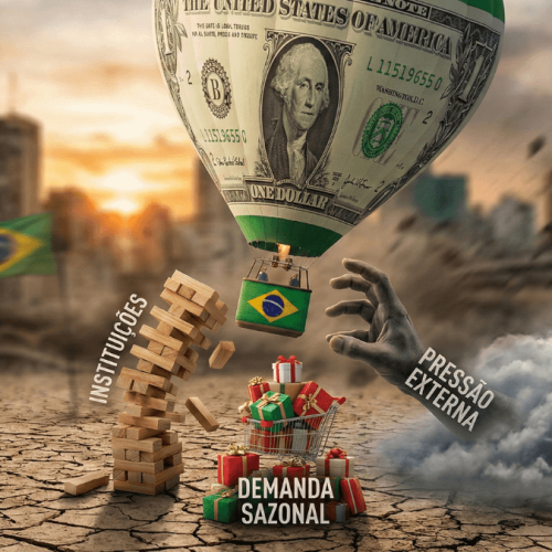 Dólar sobe com risco institucional no Brasil, demanda sazonal e pressão externa